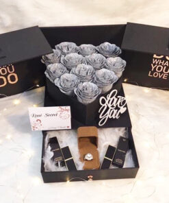 Hộp hoa nhũ bạc kim tuyến